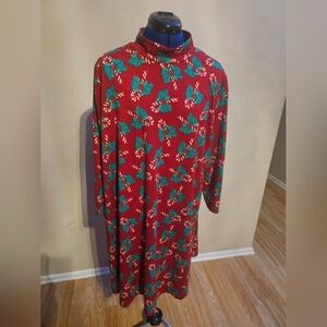 Festive Red and Green Long Sleeve Dress